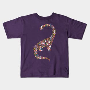 Floral Brontosaurus in Pink Kids T-Shirt